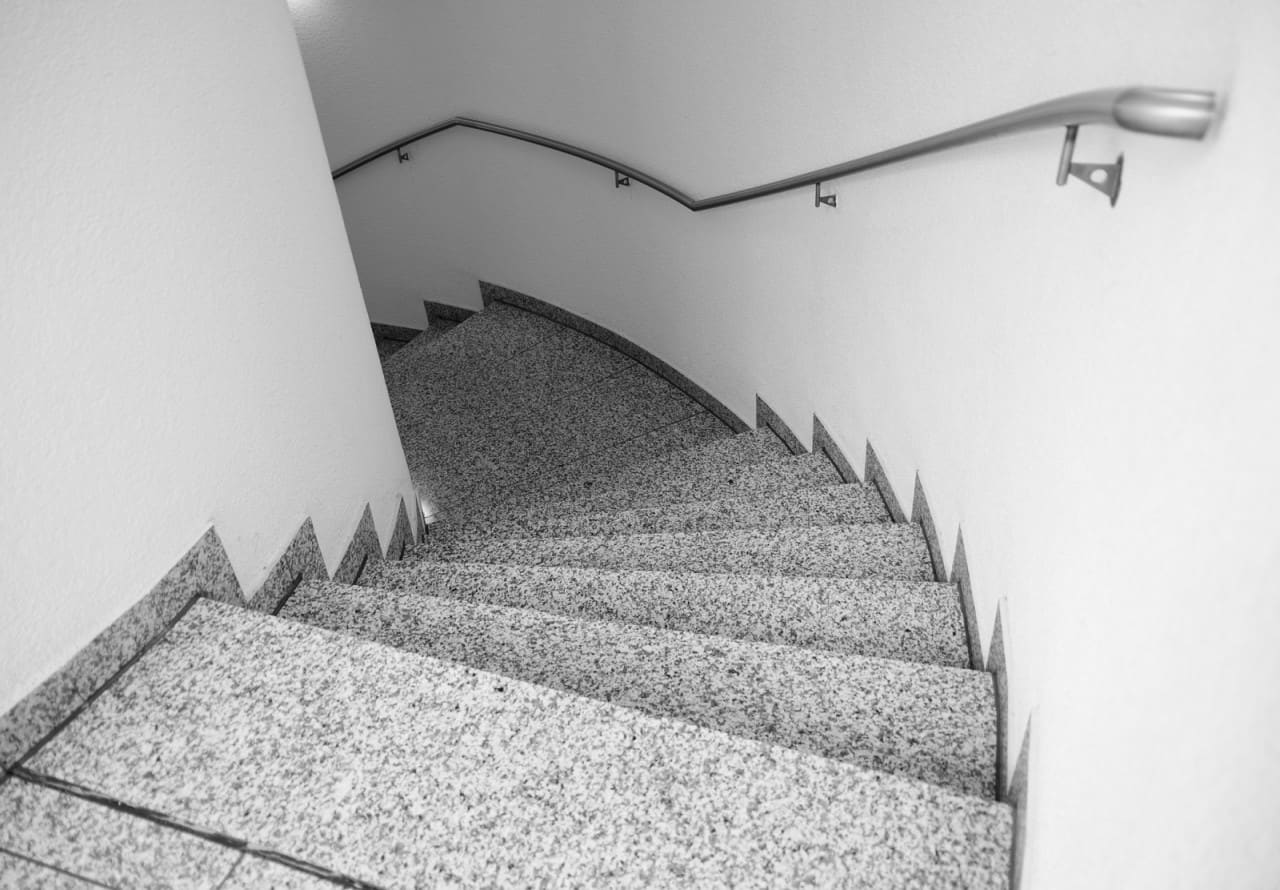 Stairs made of granite in the arrangements  of interiors